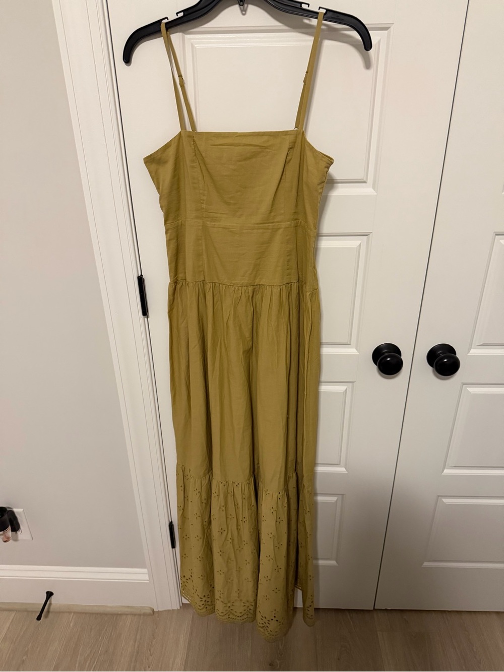 Spaghetti Strap Tiered Maxi Dress in Olive